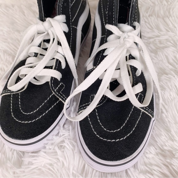 Vans Kids Black and White High-Top Sneakers skateboard shoes - Picture 5 of 8